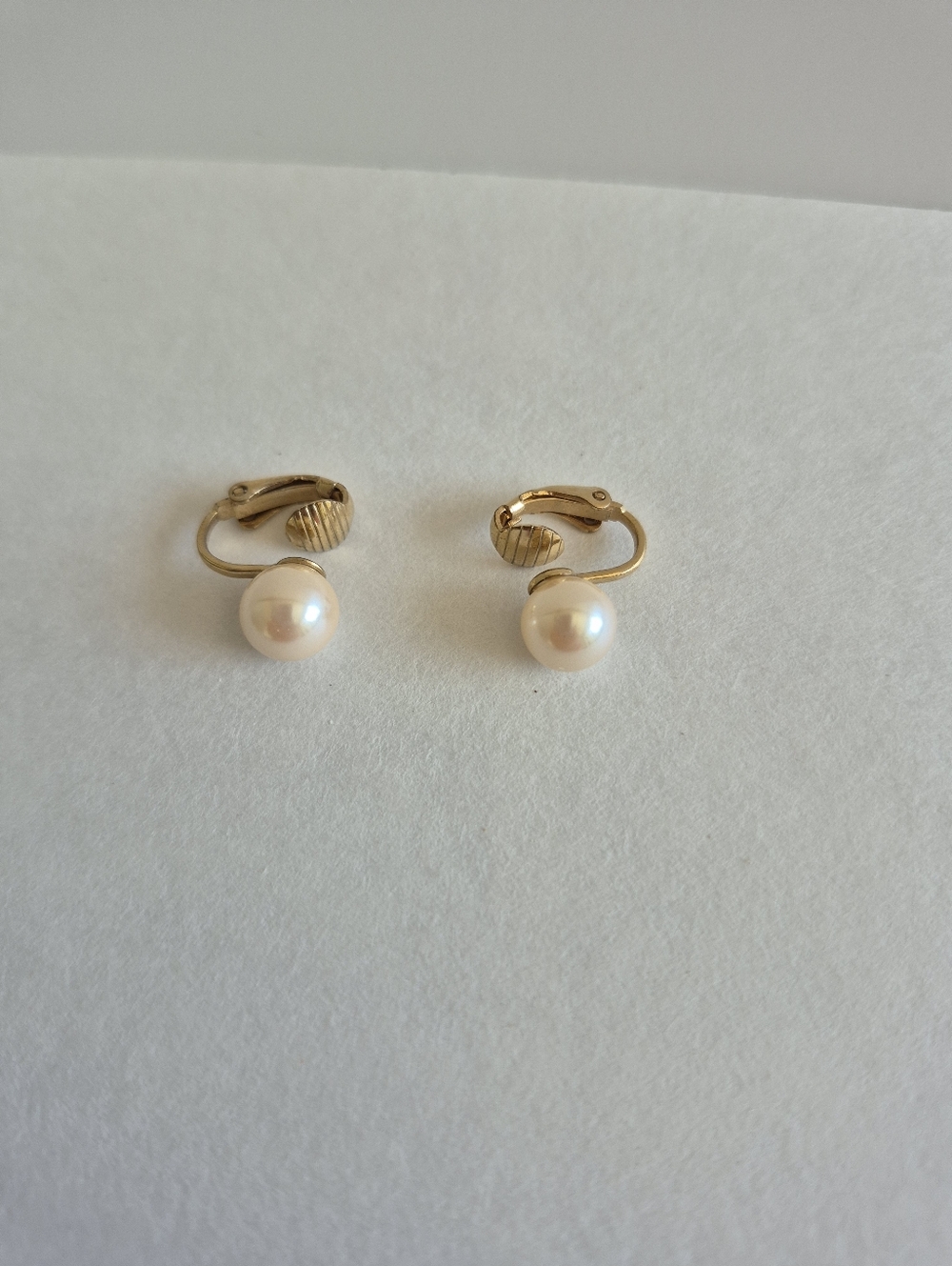 Classic Pearl Clip-On Earrings - Gold Tone - Picture 2 of 5